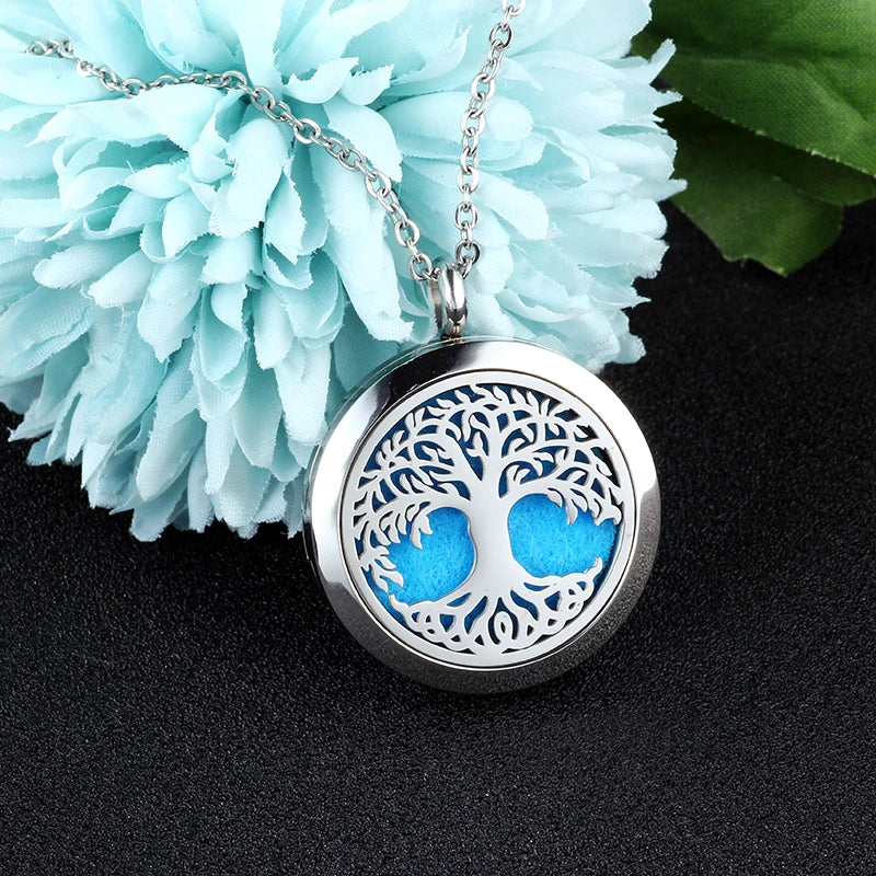 UBELIEVE 30MM Perfume Diffuser Necklace Pendant Aromatherapy Locket Jewelry Essential Oil Locket Necklace For Women