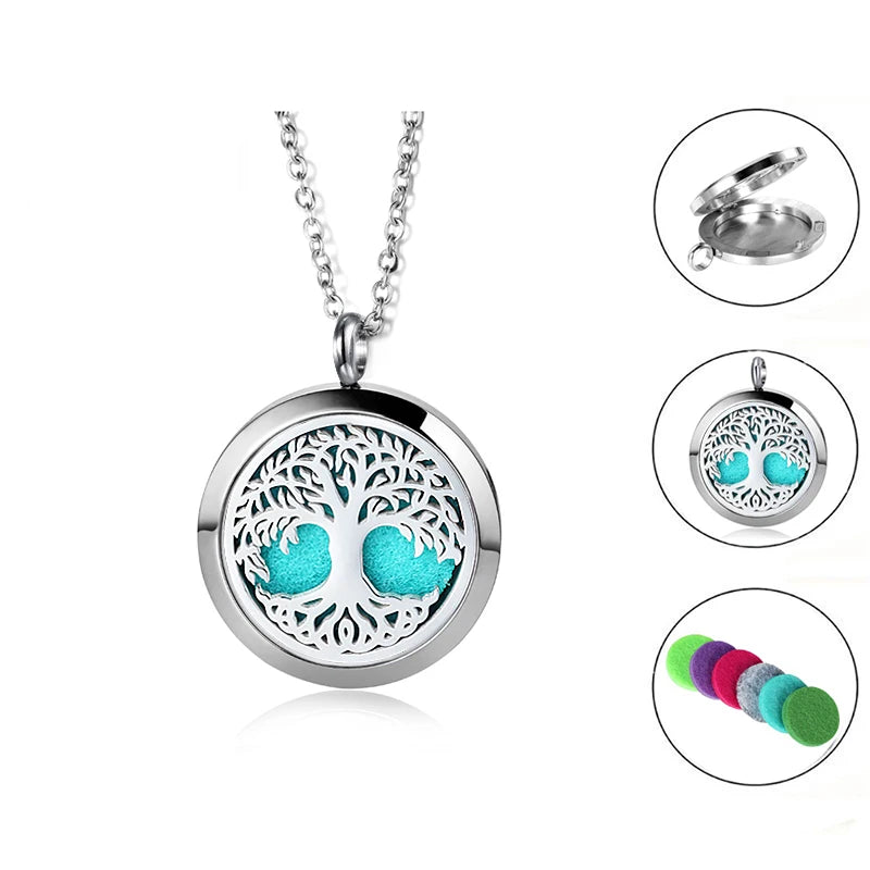 UBELIEVE 30MM Perfume Diffuser Necklace Pendant Aromatherapy Locket Jewelry Essential Oil Locket Necklace For Women