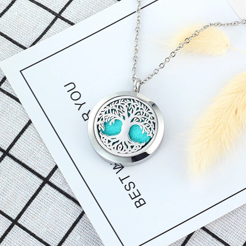 UBELIEVE 30MM Perfume Diffuser Necklace Pendant Aromatherapy Locket Jewelry Essential Oil Locket Necklace For Women