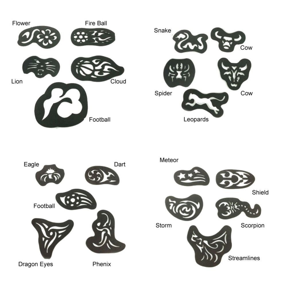 25pcs Hair Trimmer Tattoo Template Carved Coloring Pattern Stencil Tattoo Barber Salon Hair Styling Tools Tattoo Stickers Supply