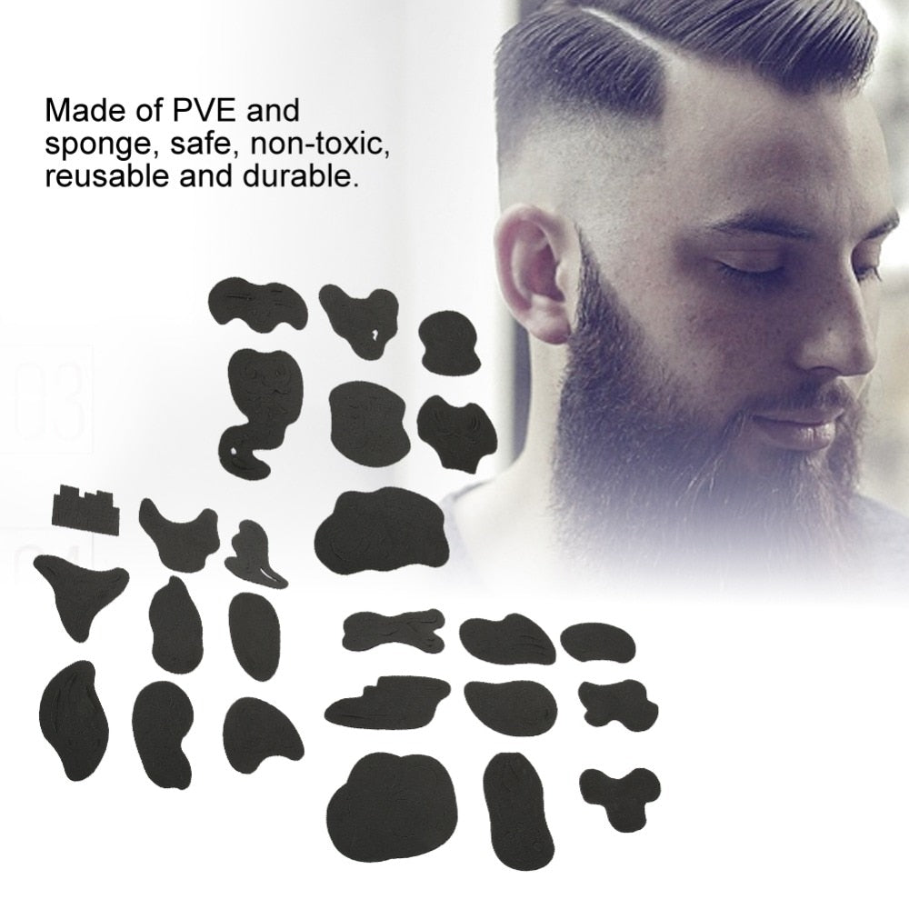 25pcs Hair Trimmer Tattoo Template Carved Coloring Pattern Stencil Tattoo Barber Salon Hair Styling Tools Tattoo Stickers Supply