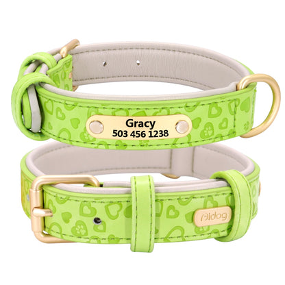 Personalized Dog Collar Custom Padded Leather Dog Collar Pet Name ID Tags Collars For Small Medium Large Dogs Pitbull Bulldog