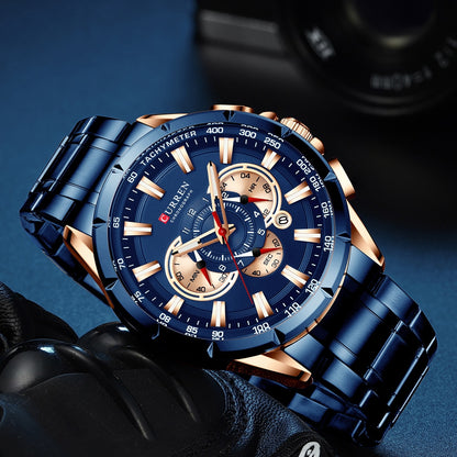 CURREN Sport Watches Men‘s Luxury Brand Quartz Clock Stainless Steel Chronograph Big Dial Wristwatch with Date Relogio Masculino