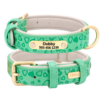 Personalized Dog Collar Custom Padded Leather Dog Collar Pet Name ID Tags Collars For Small Medium Large Dogs Pitbull Bulldog