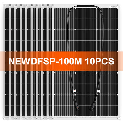 Dokio 18V 10pc 100W Flexible Solar Panel Monocrystalline Solar Panel For Car/Home Waterproof Charge 12V 1000W Solar Panel