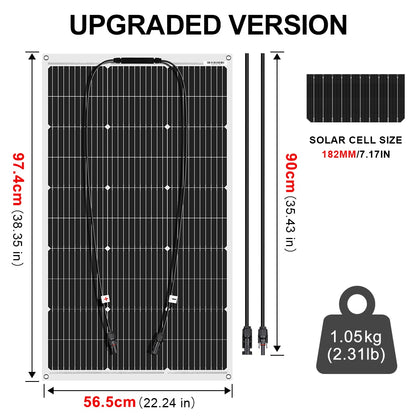 Dokio 18V 10pc 100W Flexible Solar Panel Monocrystalline Solar Panel For Car/Home Waterproof Charge 12V 1000W Solar Panel