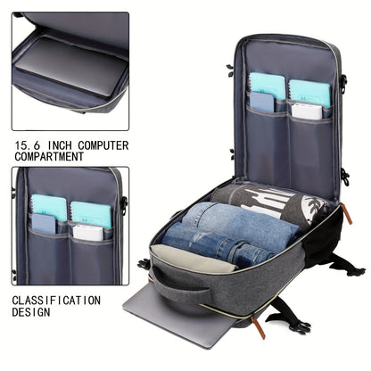 Carry-On Travel Backpack With Shoes Compartment, Expandable Waterproof Luggage Daypack, Portable Laptop Schoolbag